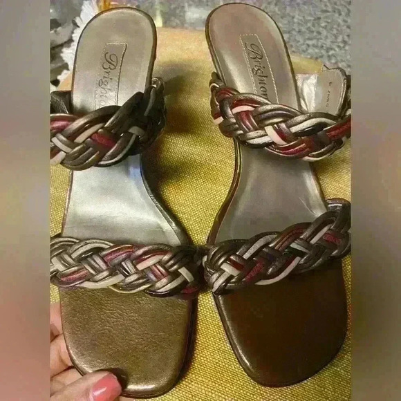 Brighton Shoes - Brighton Fiji Sandals Size 7Taupe & Red